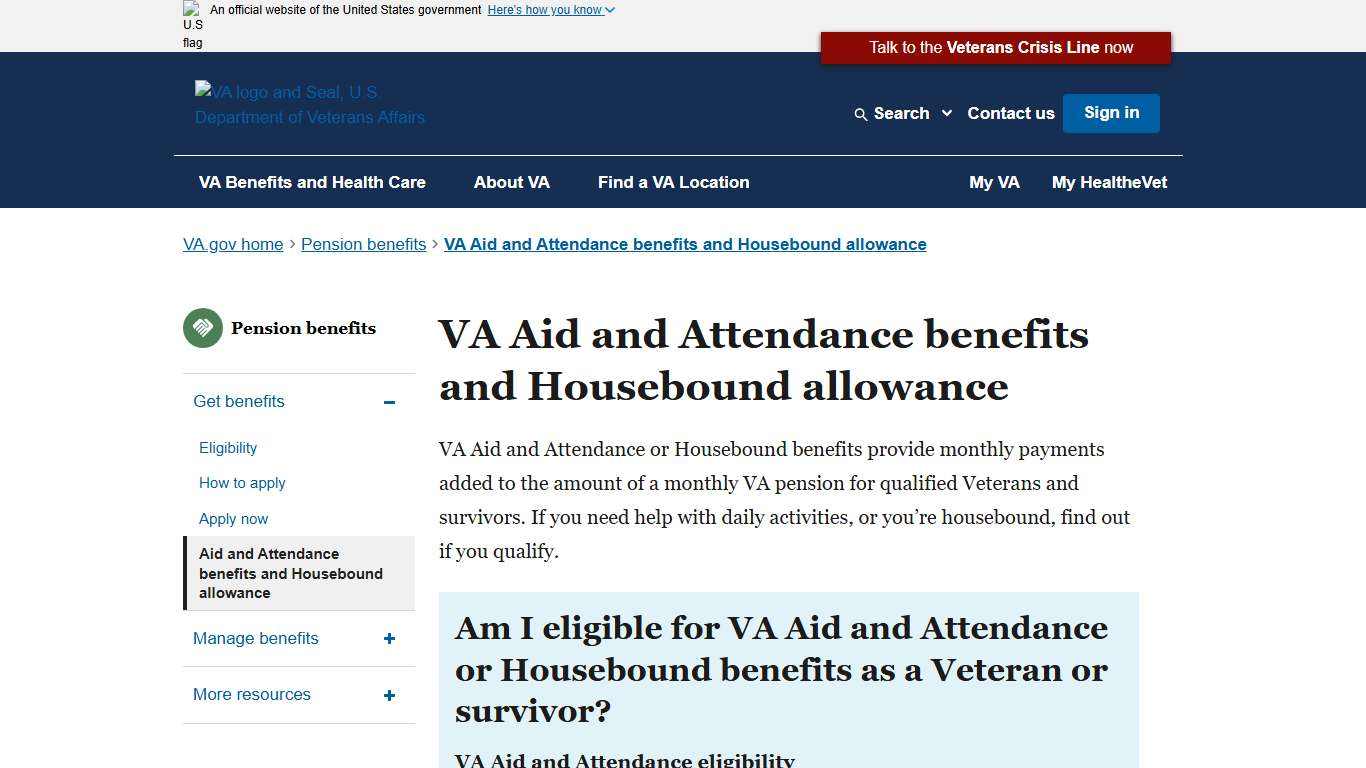 VA Aid And Attendance Benefits And Housebound Allowance Veterans Affairs